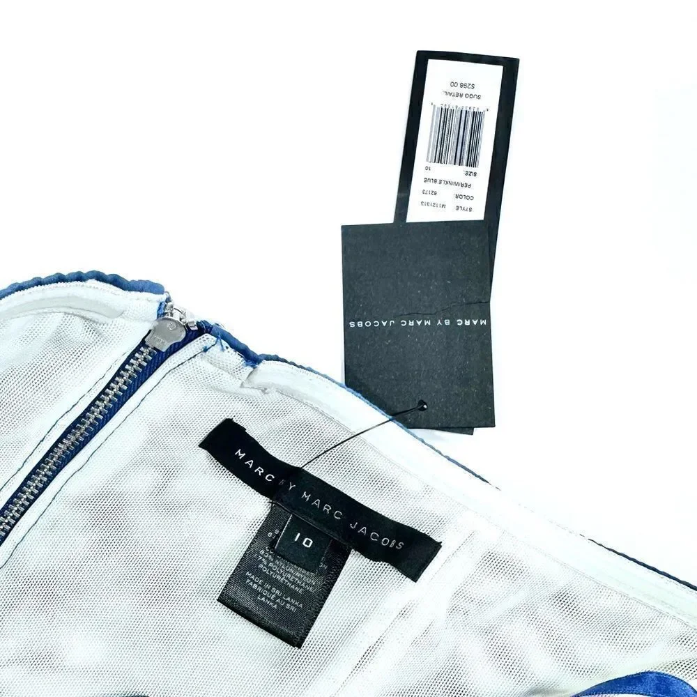 Marc by Marc Jacobs Kline pleased periwinkle blue strapless full skirt dress 10